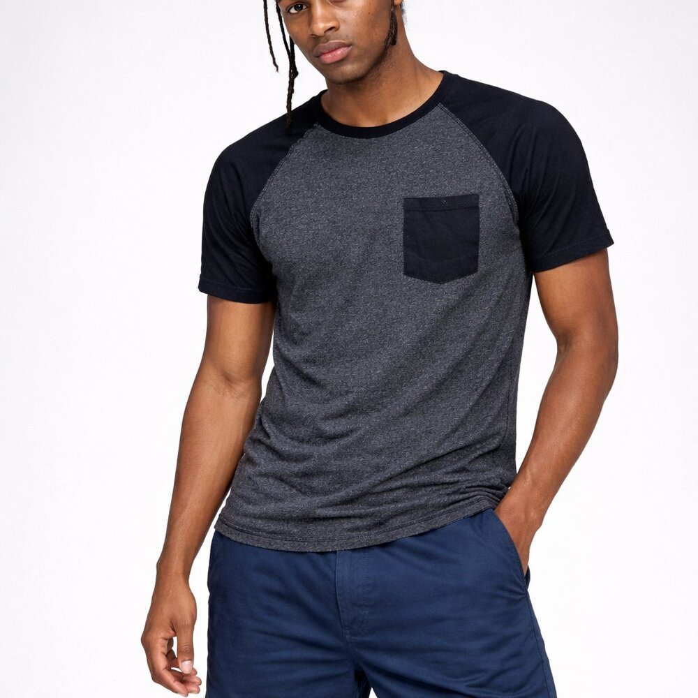 Dikotomy - Premium Basics Dark Heather Grey Tee with Raglan Sleeves - Mens S